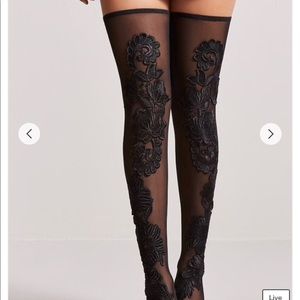 SOLDDD Lace mesh thigh high boots ✨ NEVER WORN